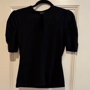 Black Puff Sleeve Keyhole Top - Women